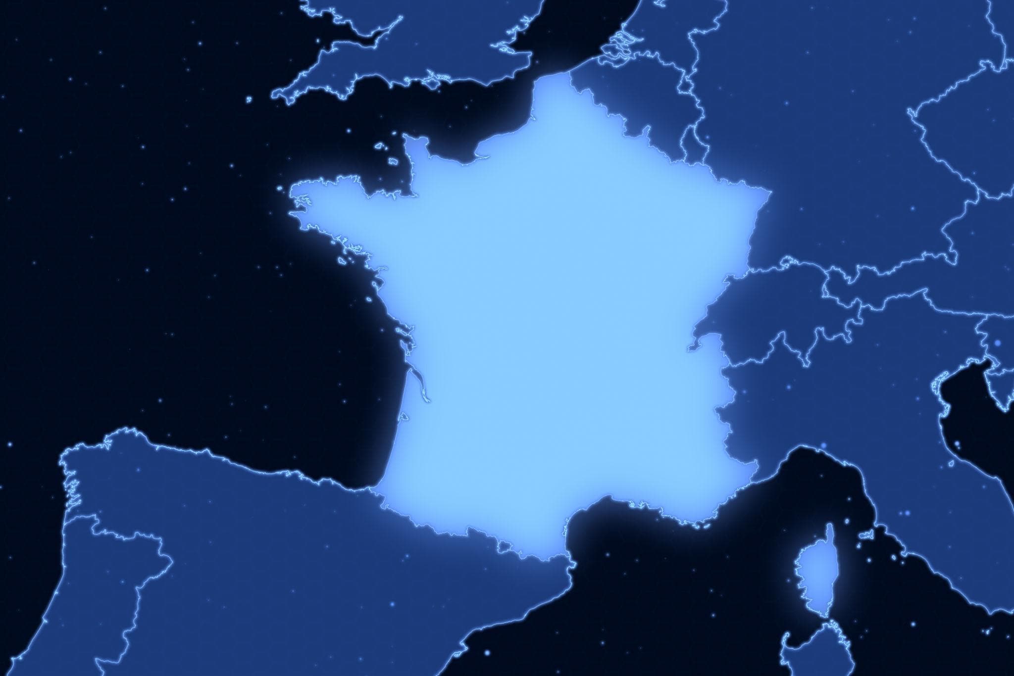 Vue satellite de la France métropolitaine et du pourtour méditerranéen